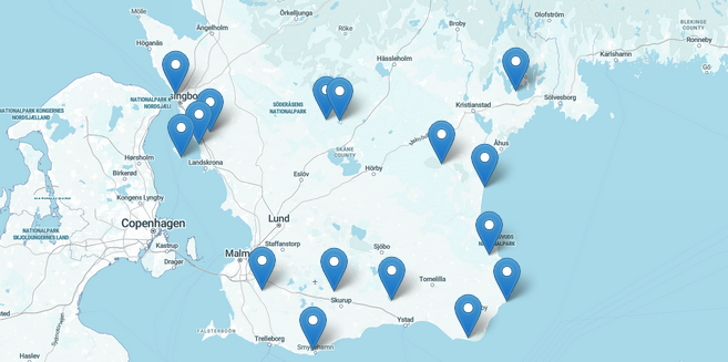 Det här är Stillhetens karta där du kan bläddra och hitta din stillhet i Skåne.